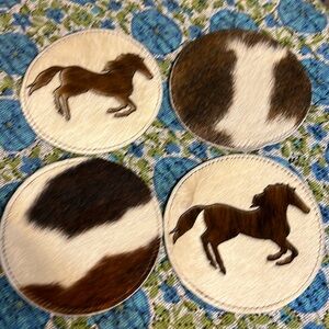 Set of 4 Faux cowhide coasters